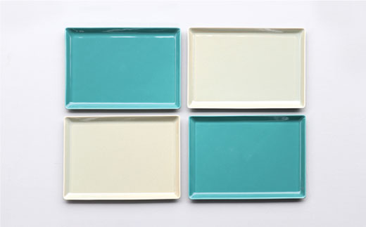 【波佐見焼 マルヒロ】HASAMI SEASON 01 スクエアプレートセット（4点）グリーン×イエローベージュ [EB147]