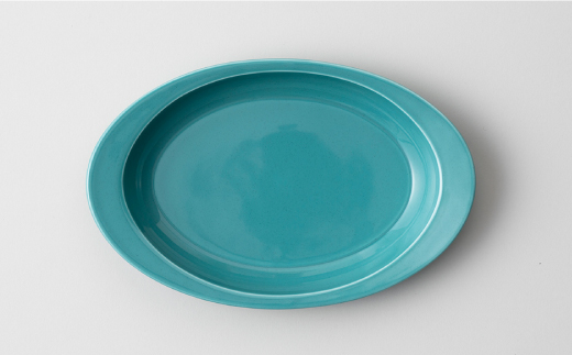 【波佐見焼 マルヒロ】HASAMI SEASON 01 オーバルプレートセット（4点）グリーン×イエローベージュ [EB151]