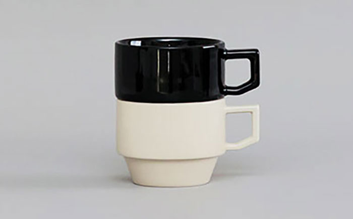 【波佐見焼 マルヒロ】HASAMI SEASON 01 ブロックマグペアセット（2点）ブラック×ホワイト [EB197]