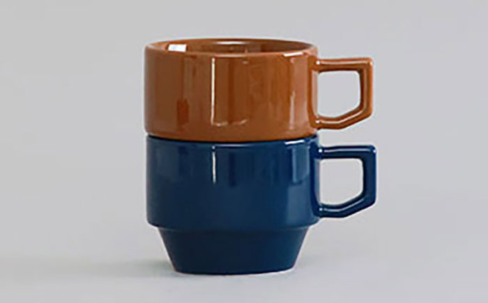 【波佐見焼 マルヒロ】HASAMI SEASON 01 ブロックマグペアセット（2点）ブラウン×ネイビー [EB199]