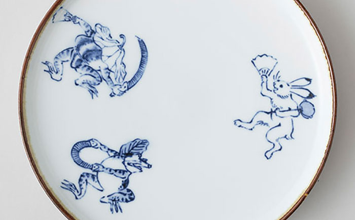 【波佐見焼 マルヒロ】BARBAR 鳥獣戯画 5寸皿・6寸皿セット（2点） [EB213]