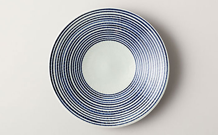 【波佐見焼 マルヒロ】BARBAR 藍駒 中皿・大皿ペアセット（4点） [EB214]