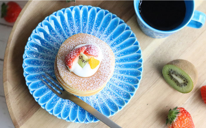 【波佐見焼】マリーゴールド プレート M  オーシャンブルー 5枚セット ケーキ皿 取り皿【翔芳窯】 [FE115]