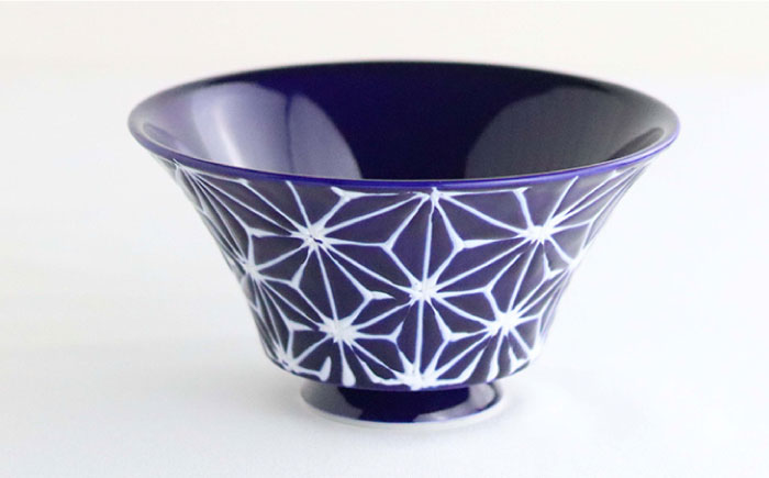 【波佐見焼】ホワイトライン麻 ミニ丼 どんぶり 瑠璃【翔芳窯】 [FE164]