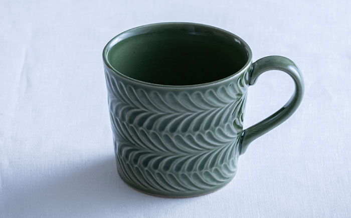 【波佐見焼】ローズマリー マグカップ オリベ・アイボリー ペアセット【翔芳窯】 [FE191]