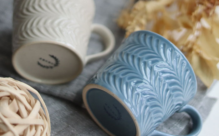 【波佐見焼】ローズマリー マグカップ ブルーグレー・アイボリー ペアセット【翔芳窯】 [FE192]