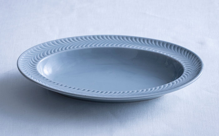 【波佐見焼】ローズマリー リムオーバル プレート グレー【翔芳窯】 [FE206]