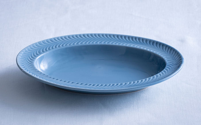 【波佐見焼】ローズマリー リムオーバル プレート ブルーグレー【翔芳窯】 [FE207]
