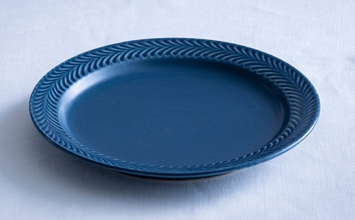【波佐見焼】ローズマリー リム プレートL デニム【翔芳窯】 [FE212]