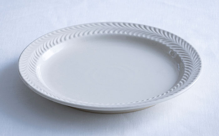 【波佐見焼】ローズマリー リム プレートL アイボリー【翔芳窯】 [FE214]