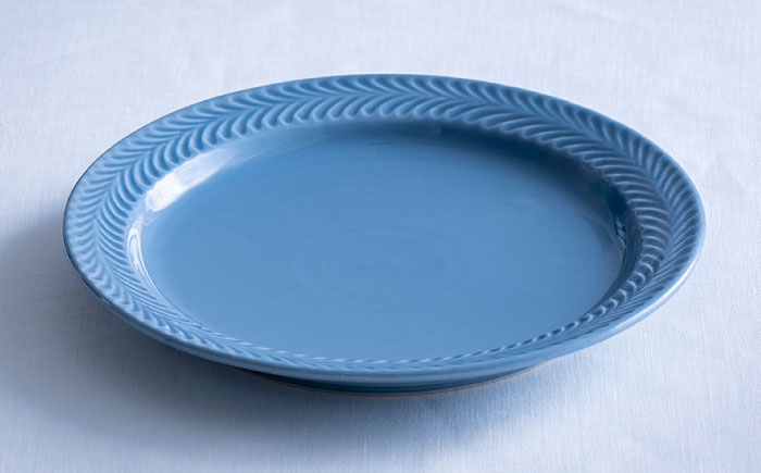 【波佐見焼】ローズマリー リム プレートL ブルーグレー【翔芳窯】 [FE215]