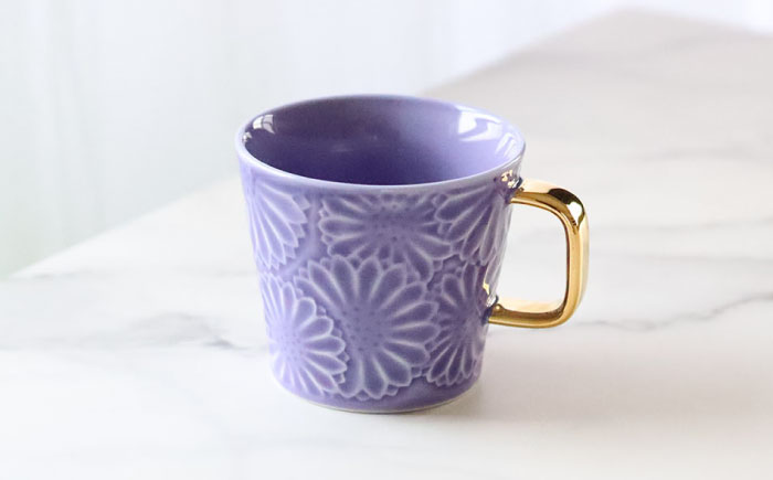 【波佐見焼】マリーゴールドマグカップ＋Gold カップ＆ソーサー  バイオレット 計2点 食器 皿【翔芳窯】 [FE251]