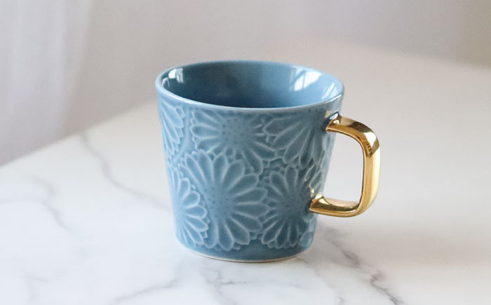 【波佐見焼】マリーゴールドマグカップ＋Gold カップ＆ソーサー  ブルーグレー 計2点 食器 皿【翔芳窯】 [FE258]