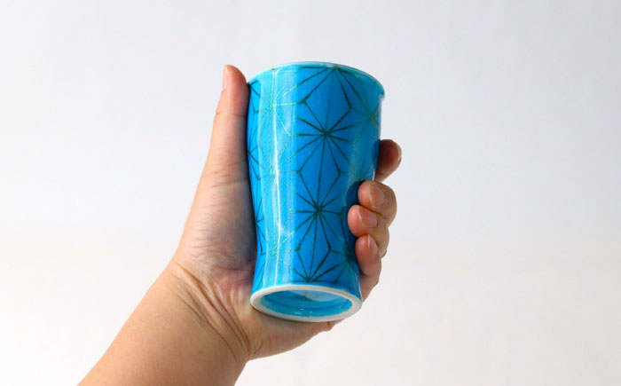 【波佐見焼】2nd 008 ビアカップ スマートシェア オーシャンブルー×Gold【翔芳窯】 [FE326]