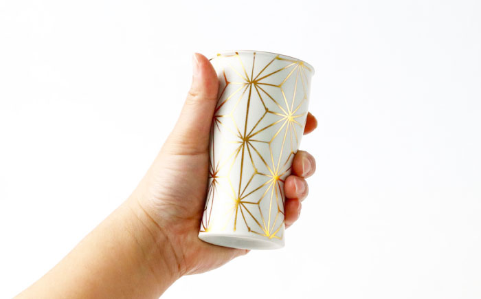 【波佐見焼】2nd 009 ビアカップ スマートシェア マットホワイト×Gold【翔芳窯】 [FE327]