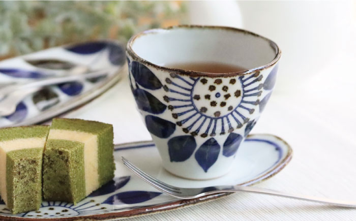 【波佐見焼】スリム オーバル プレート ・カップ セット ブルーメ【翔芳窯】 [FE49]