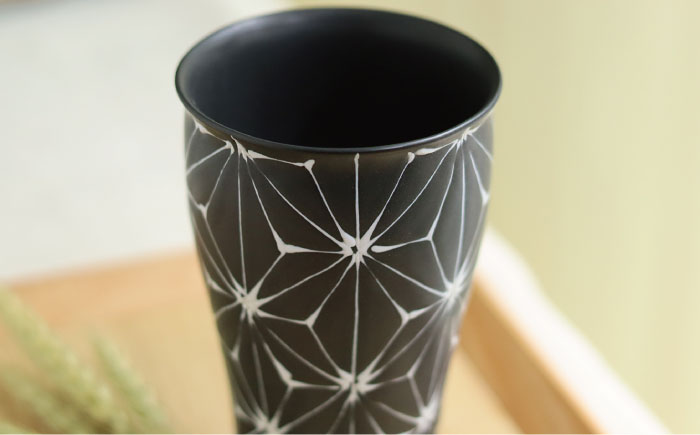 【波佐見焼】ホワイトライン麻 ビアカップ マットブラック【翔芳窯】 [FE51]