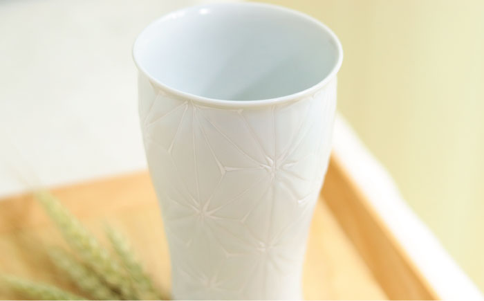 【波佐見焼】ホワイトライン麻 ビアカップ マットホワイト【翔芳窯】 [FE52]