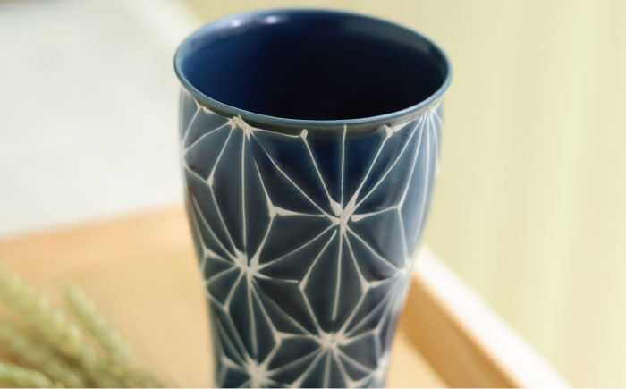 【波佐見焼】ホワイトライン麻 ビアカップ デニム【翔芳窯】 [FE53]