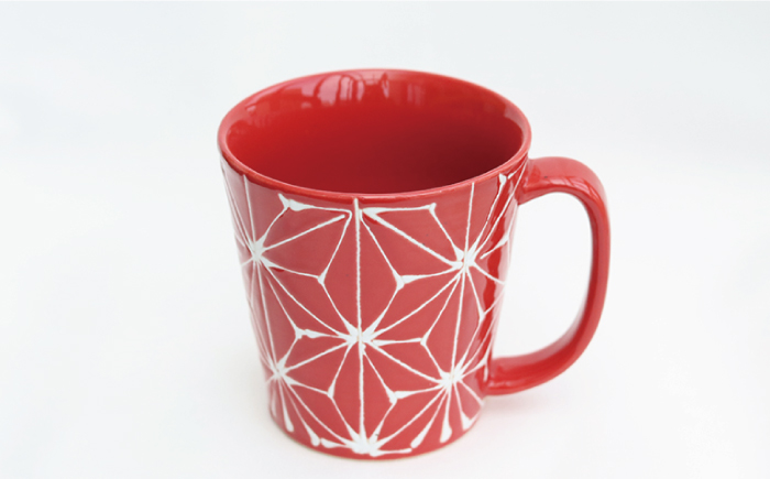 【波佐見焼】ホワイトライン麻 BIGマグカップ 赤【翔芳窯】 [FE61]