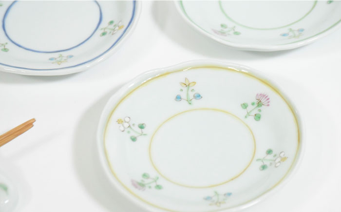 【波佐見焼】花暦 小皿 3枚セット【藍水】 [GB42]