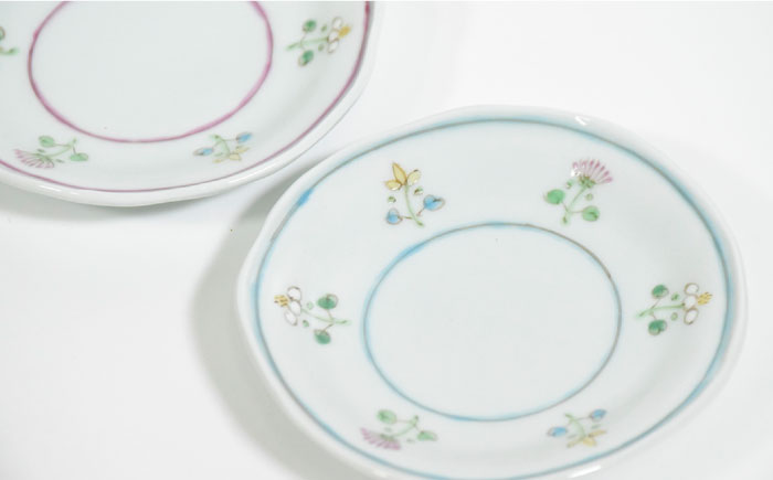 【波佐見焼】花暦 小皿 ペアセット【藍水】 [GB44]