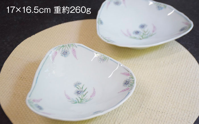 【波佐見焼】野鶏頭三角皿 2枚セット【藍水】 [GB61]