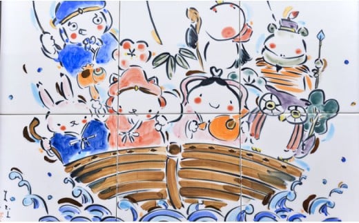 【波佐見焼】宝船七福神陶板額 食器 皿 【マルミツ】 [GC01]