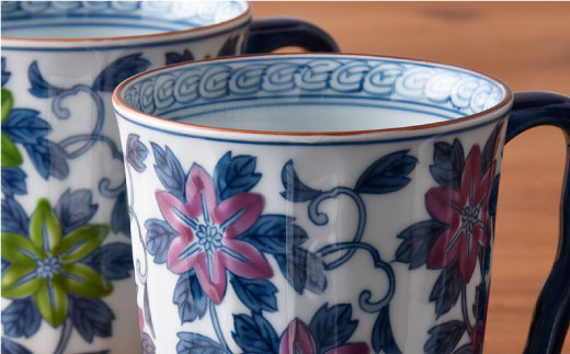 【波佐見焼】染錦鉄仙花 マグカップ ペアセット【洸琳窯】 [GE02]