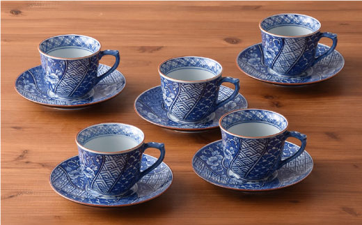 【波佐見焼】祥瑞コーヒー碗皿5点セット【洸琳窯】 [GE05]