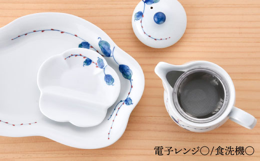 【波佐見焼】水引草おうちセット マグカップ ティーポット プレート 箸置き【松幸陶芸】 [HB21]