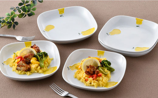 【波佐見焼】ラフランス 正角 プレート 5点セット【松幸陶芸】 [HB29]