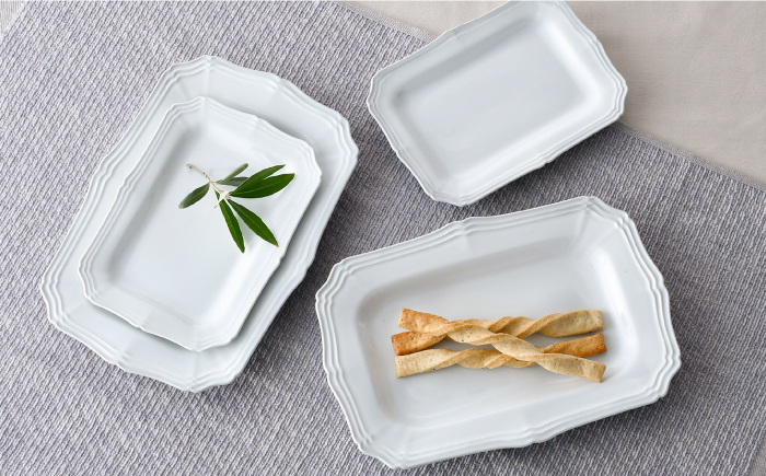 【波佐見焼】RINKA 角 プレート (ホワイト)ペアセット(4点)【藍染窯】 [JC69]