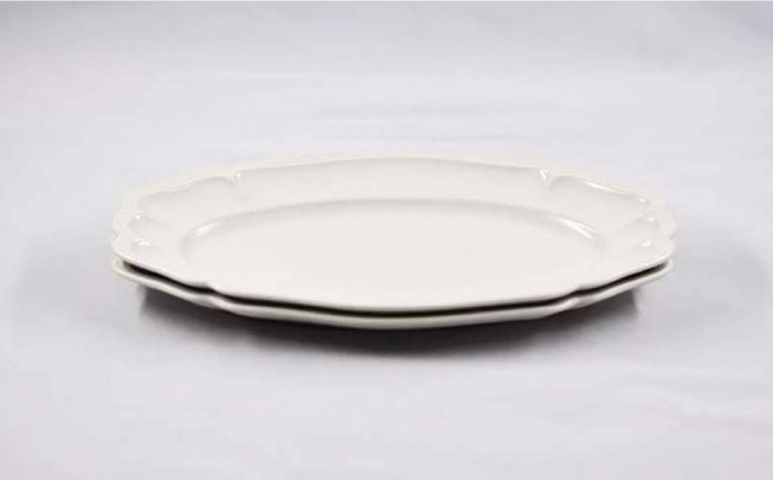 【波佐見焼】フレーム オーバル プレート オフホワイト M 2枚セット【堀江陶器】 [JD153]