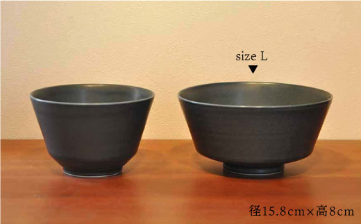 【波佐見焼】h+ SEN 丼ぶり どんぶり (L) 黒 2個セット 食器 皿 【堀江陶器】 [JD81]