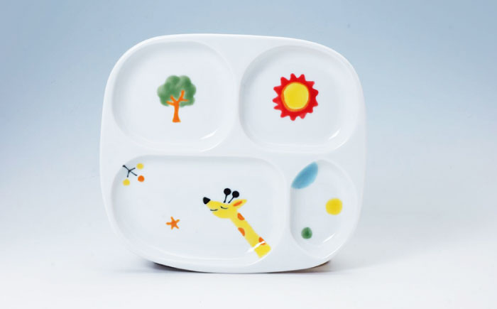 【波佐見焼】子供食器 きりんくん 3点セット 仕切り皿 プレート マグカップ 茶碗【奥川陶器】 [KB51]