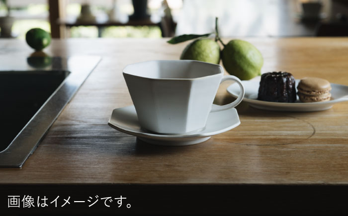 【波佐見焼】八角カップ&ソーサー 白マット釉 2セット 食器 皿【イロドリ】 [KE46]