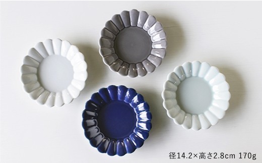 【波佐見焼】キクワリ 丸皿 M 小皿 4枚セット 食器 皿 【石丸陶芸】 [LB41]