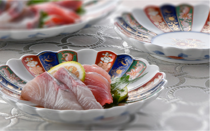 【波佐見焼】見込菊花紋 取分け皿 大皿 3点セット【石丸陶芸】 [LB76]