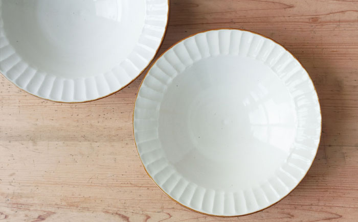 【波佐見焼】SHINOGI 7寸パスタ皿 2点セット 生成【studio wani】 [MB60]