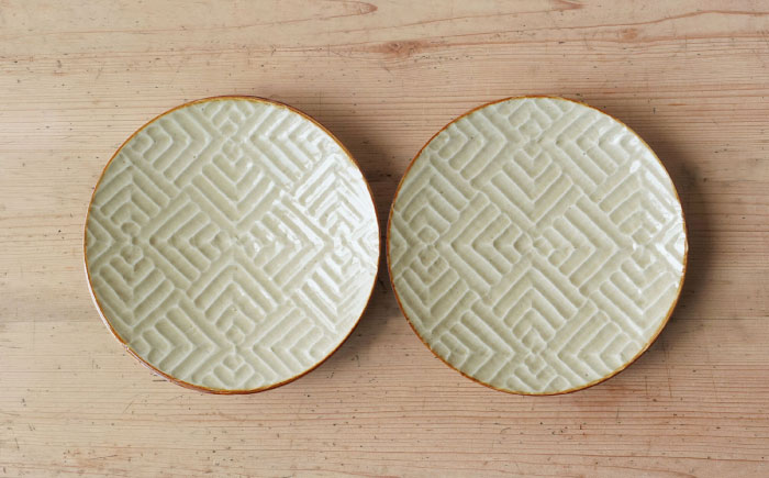 【波佐見焼】SHINOGI 5寸皿 2点セット 黄瀬戸【studio wani】 [MB64]