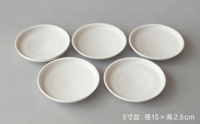 【波佐見焼】KINU 5寸皿 5点セット（艶あり）【studio wani】 [MB79]