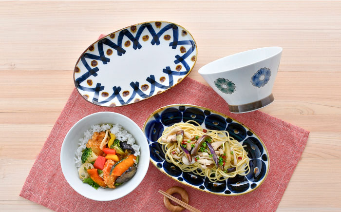 NB 102【波佐見焼】大人気の波佐見焼 どんぶり プレート 含む オリジナルセットアップ商品【新生和/堀江陶器】 [NB102]