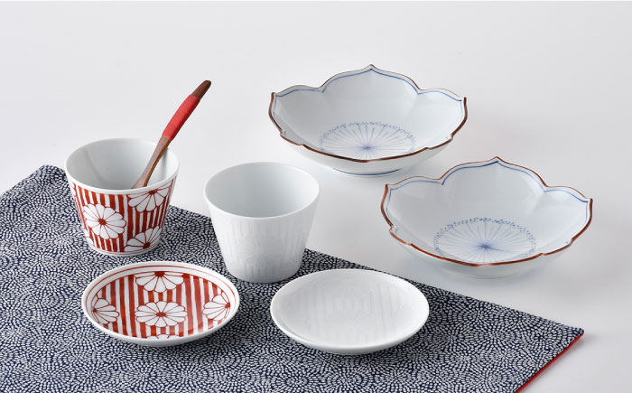 NB 110【波佐見焼】大人気の波佐見焼 そばちょこ 小皿 含む オリジナルセットアップ商品【福田陶器店/マルヒロ】 [NB110]