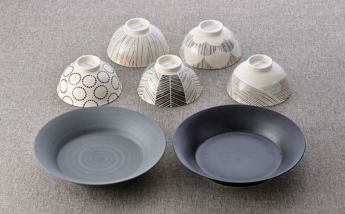 【波佐見焼】プレート・お茶碗 シックカラー 7点セット【浜陶/natural69】 [NB136]