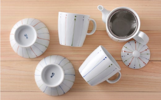 【波佐見焼】ティーポット マグカップ 茶碗 角皿 含む オリジナルセットアップ商品【協立陶器/団陶器】 [NB56]