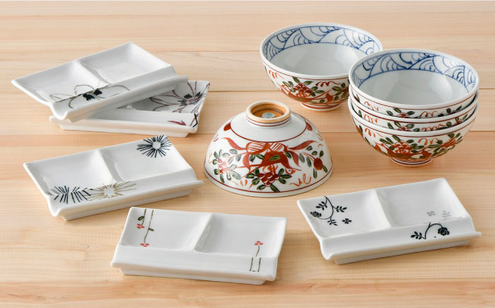 【波佐見焼】オリジナルセットアップ商品 茶碗 小皿【団陶器/不二商店】 [NB69]