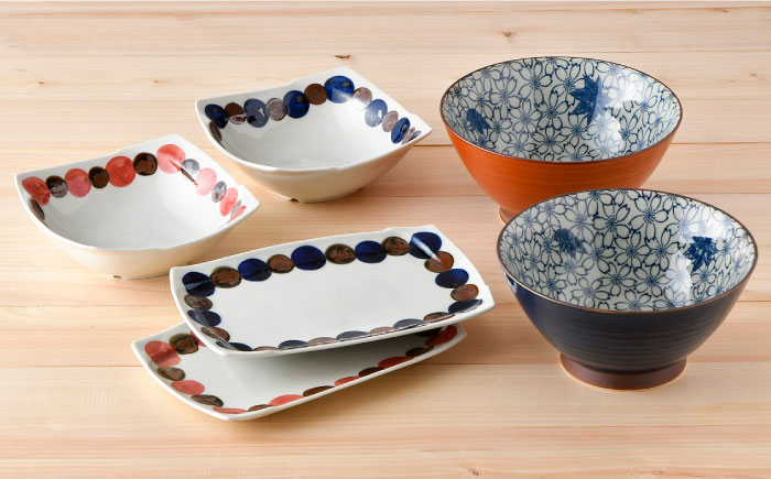 【波佐見焼】オリジナルセットアップ商品 どんぶり 角皿【トーエー/協立陶器】 [NB75]