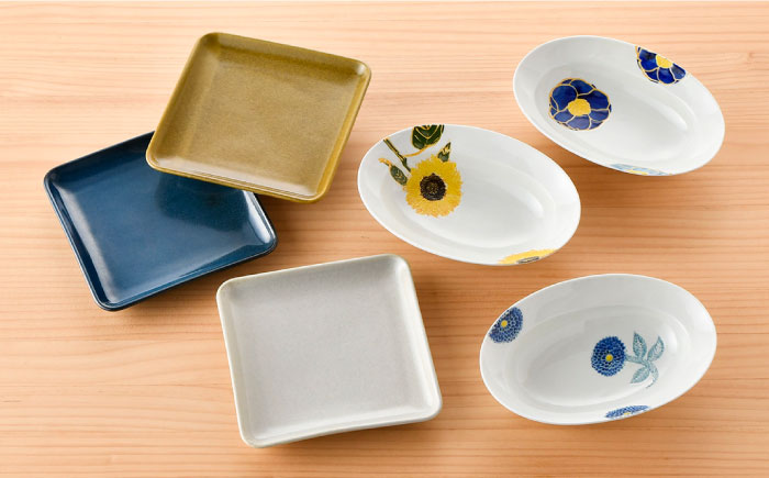 【波佐見焼】オリジナルセットアップ商品 楕円鉢 角皿【大貴セラミックス/舘山堂】 [NB76]