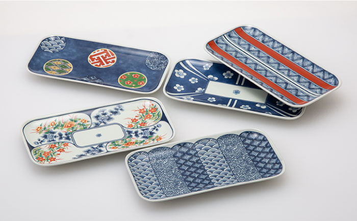 【波佐見焼】染錦文様 長角皿揃 角皿 5点セット【西海陶器】 1 20638 [OA241]